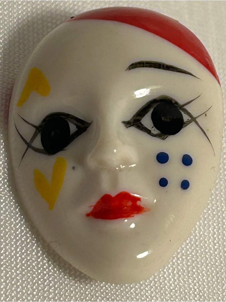 Vintage Face Mask Brooch Harlequin Pierrot White Mime Harlequin Pierrot 3d Pin